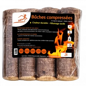 Bûche compressée Nova feuillu bois dur pour bois de chauffage