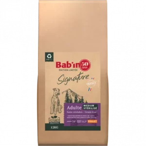 Croquettes pour chien moyen stérilisé adulte au poulet sans céréales 12kg babin signature